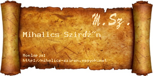 Mihalics Szirén névjegykártya